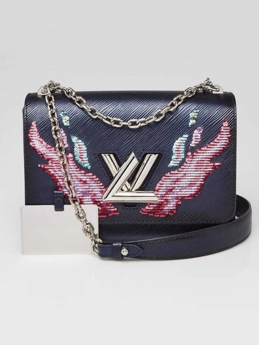 Louis Vuitton Blue Nuit Epi Leather and Sequin Flames Twist MM Bag - Picture 11 of 11